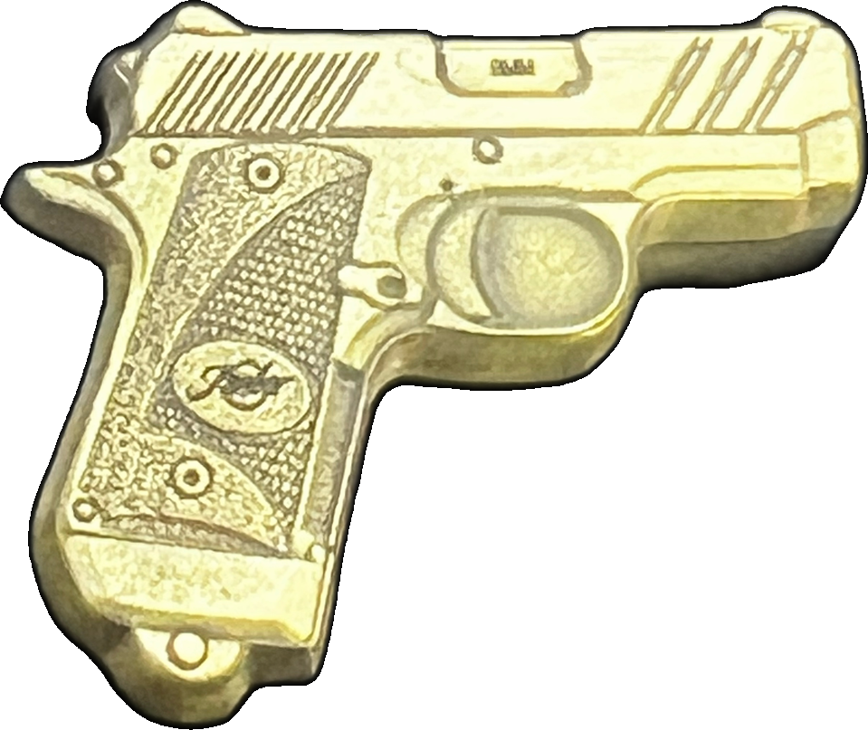 Brass pistol charm pendant